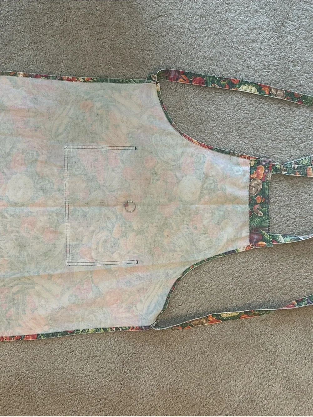 Vintage Handmade Vegetable Print Apron Farmhouse Cottagecore Kitchen Chef